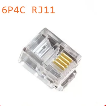 

50pcs Durable 4 Core Telephone Network Connectors RJ11 6P4C Modular Plugs