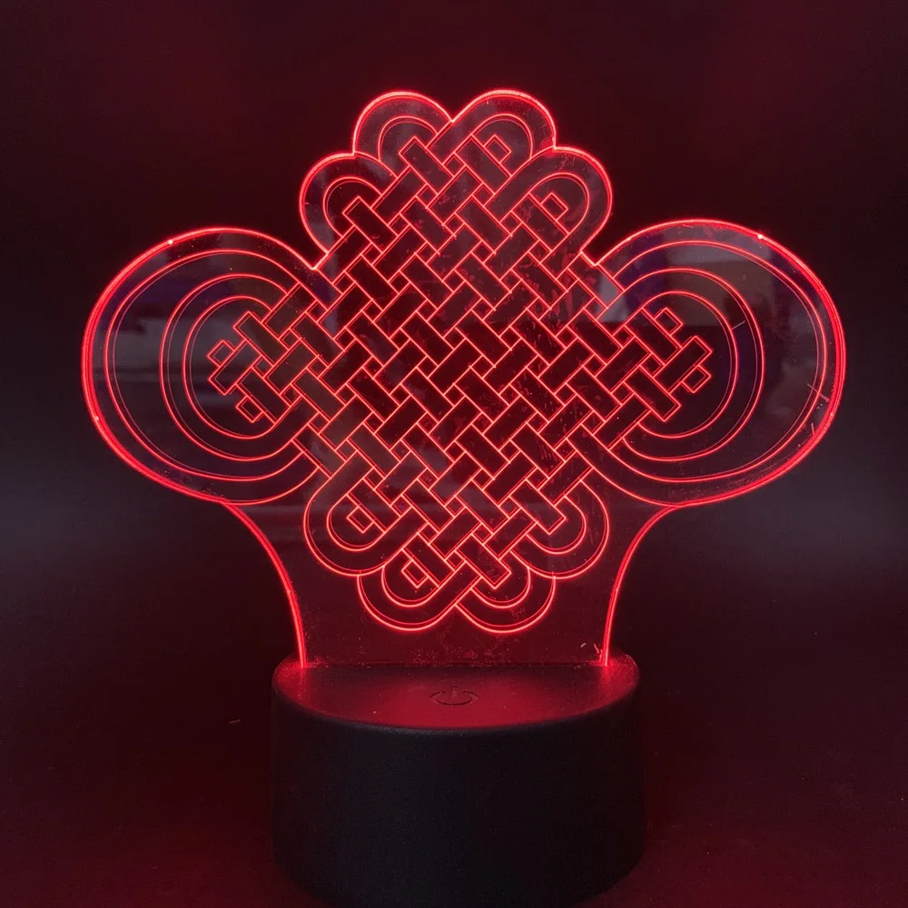 

Good Luck Chinese Knot 3d Led Night Light for Home Office Room Decorative Nightlight Baby Kids Bedroom Bedside Table Lamp 3d