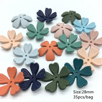 

Acrylic heart flowers Beads for Jewelry Making Autumn winter Dull Polish Handmade DIY Craft Accessories 28mm