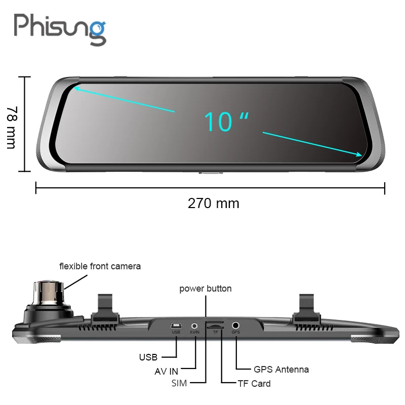 Phisung E08 plus Автомобильный видеорегистратор 1" IPS сенсорный 4G зеркальный видеорегистратор Android ADAS GPS FHD 1080P WIFI авто регистратор зеркало заднего вида с камерой