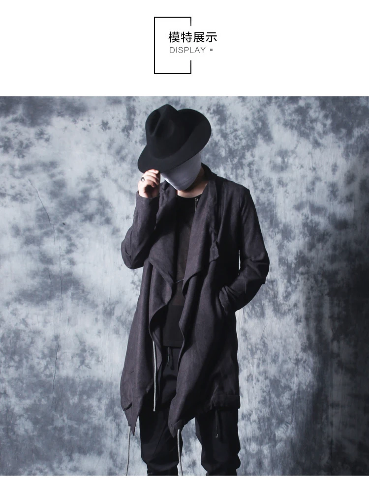 New Windbreaker Men's Long Dark Black Wizard Cloak Coat Robes Trench Coat Men Mens Gothic Fashion Rompeviento Larga Hombre