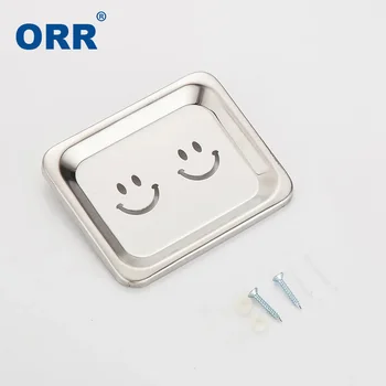 

New 2pcs Smile soap dish wall mounted box Holder Rectangle StainlessSteel carry case Bathroom Tray Accessories sabao ORR