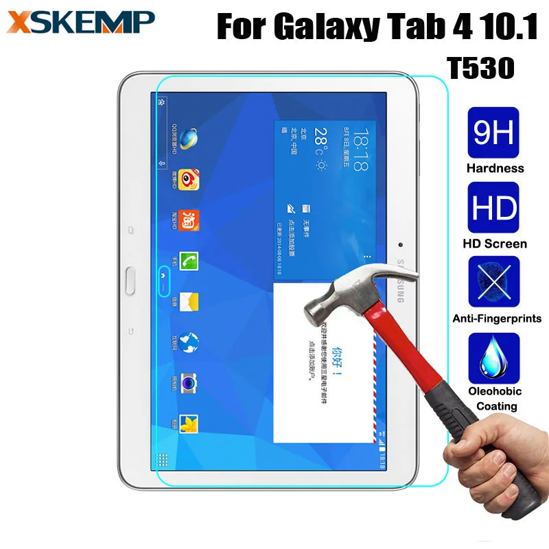 

XSKEMP HD Tablet Screen Protector For Samsung Galaxy Tab 4 10.1" Anti-Explosion Real Tempered Glass 9H Hardness Protective Film