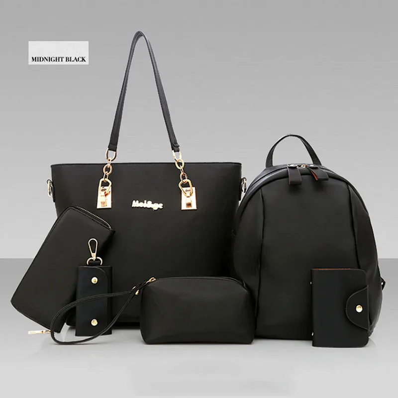 Женская сумка в комплекте, Сумки для дам, Оксфорд, водонепроницаемые, через плечо, сумки-мессенджеры, повседневные сумки, композитная сумка, фиолетовая, Черная - Цвет: black
