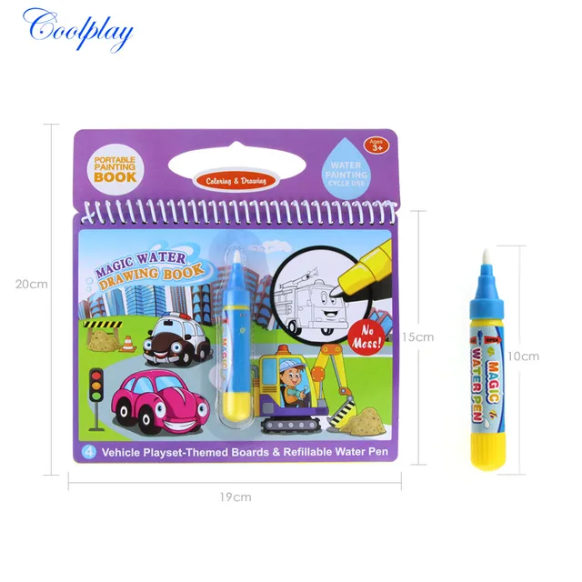 COOLPLAY Magic Water Drawing Book Coloring Book Doodle & Magic Pen Painting Drawing Board For Kids Toys Birthday Gift 2