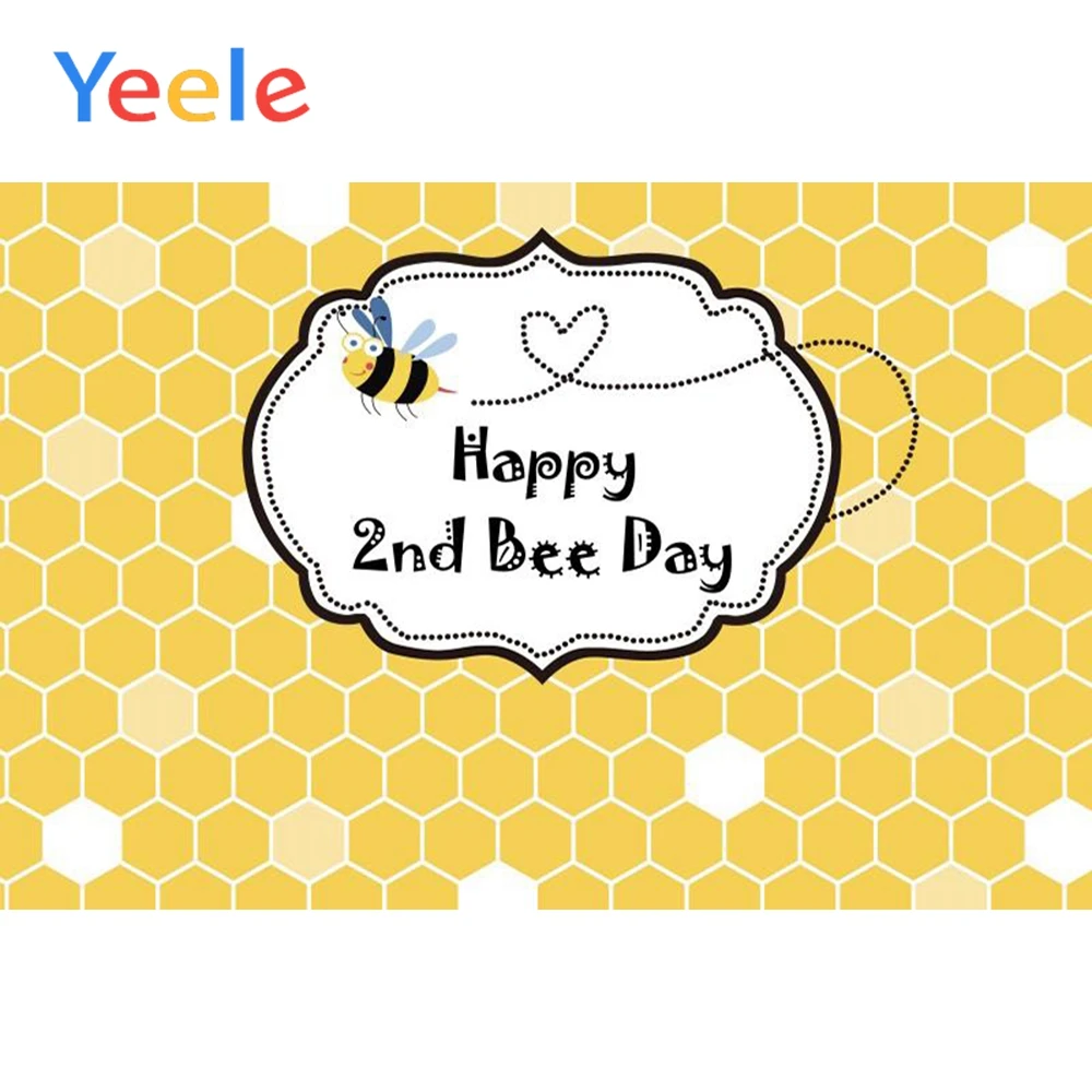 

Yeele Happy 2nd Bee day Pattern Hexago Baby Child Scene Photography Background Customized Photographic Backdrop For Photo Studio