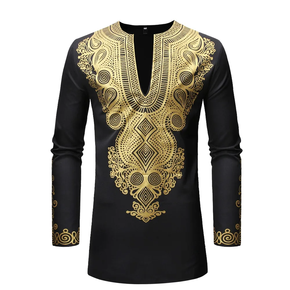 2019 Spring African men clothing Set Suits Fitness Harajuku Vintage Party Tracksuit Casual Gold Hip Hop Streetwear Africa Style  (2)