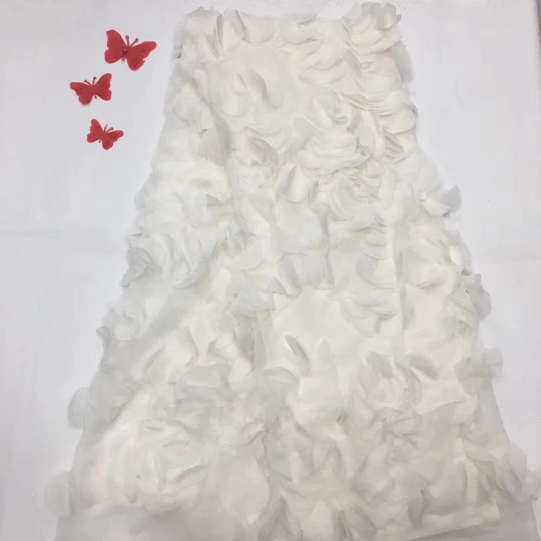 Нигерийские кружевные ткани для свадьбы, африканская французская кружевная ткань высокого качества 3D кружева, аппликация из белого кружева RF2707