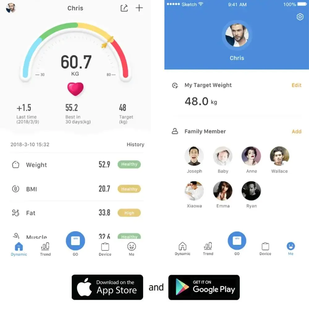 Bluetooth весы для тела и жира умные BMI цифровые беспроводные ванной анализатор