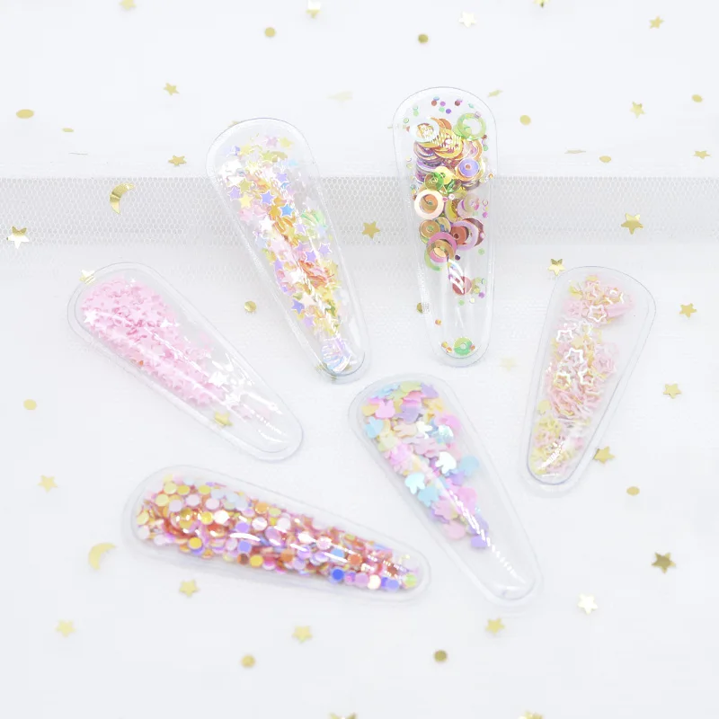 

12Pcs 6CM Filling Multiple Styles Sequin Applique Hair BB Clips for DIY Cake Topper Mobile Phone Sticker Hat Headwear Decor H06