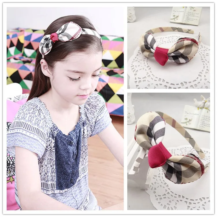 

1PCS New Cute Handmade Lattice Bowknot Baby Hairbands Princess Headwear Girls Hair Accessories Children Headbands Kids Hair Hoop