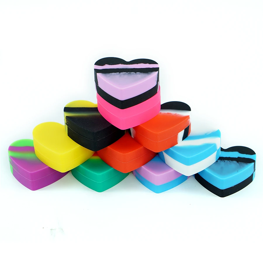

50pcs 18ml various heart silicone container non-stick round silicone jar for oil wax dab cigarette cream OD57mm*ID50mm*H22mm