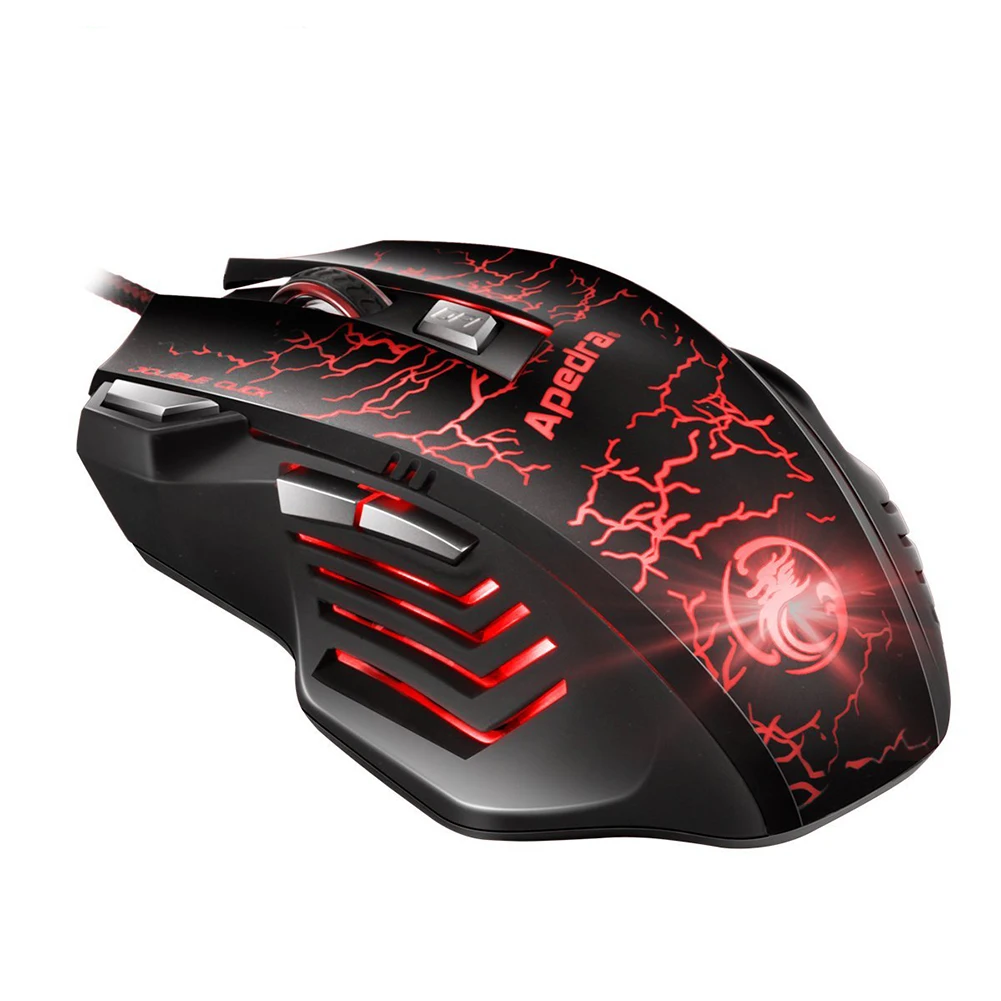  APEDRA A7 USB Optical Mouse 7 Button Computer Pc Mouse Wired Gaming Mouse 3200DPI for CS DOTA LOL G
