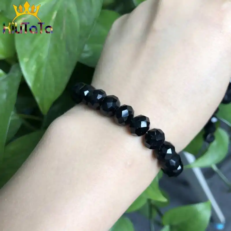 Crystal Beads Faceted Black Glass Crystal Rondelle Beads Loose Spacer Beads For Jewelry Making DIY Bracelet Necklace Strands 4/6/8/10/12/14mm