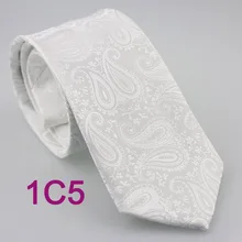 Coachella Мужские галстуки белый сплошной цвет Пейсли Цветочные жаккардовый галстук в деловом стиле для мужчин платья рубашки Свадебные 8,5 см и 6 см