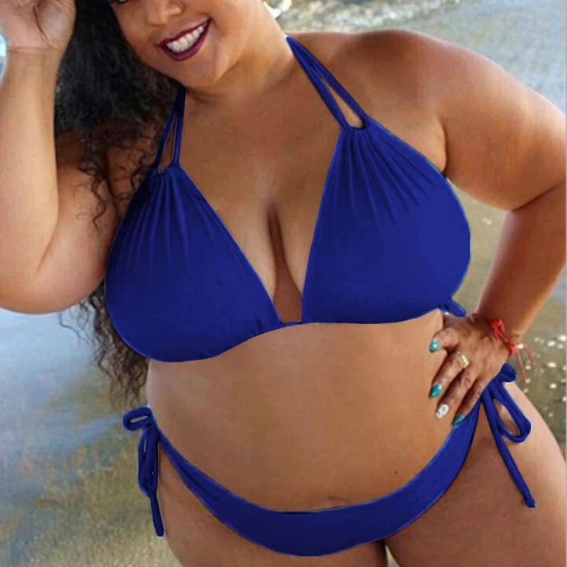 

Women Swimwear Ladies Summer Solid Swimsuit Fashion Halter Neck Bathing Suit Padded Plus Size 2pcs/Set Lingerie