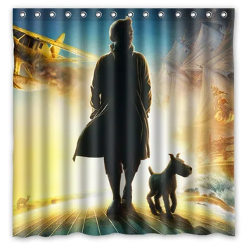 

The Adventures of Tintin Printed Polyester Shower Curtain Waterproof Home Bathroom Curtains With 12 Hooks 180x180CM