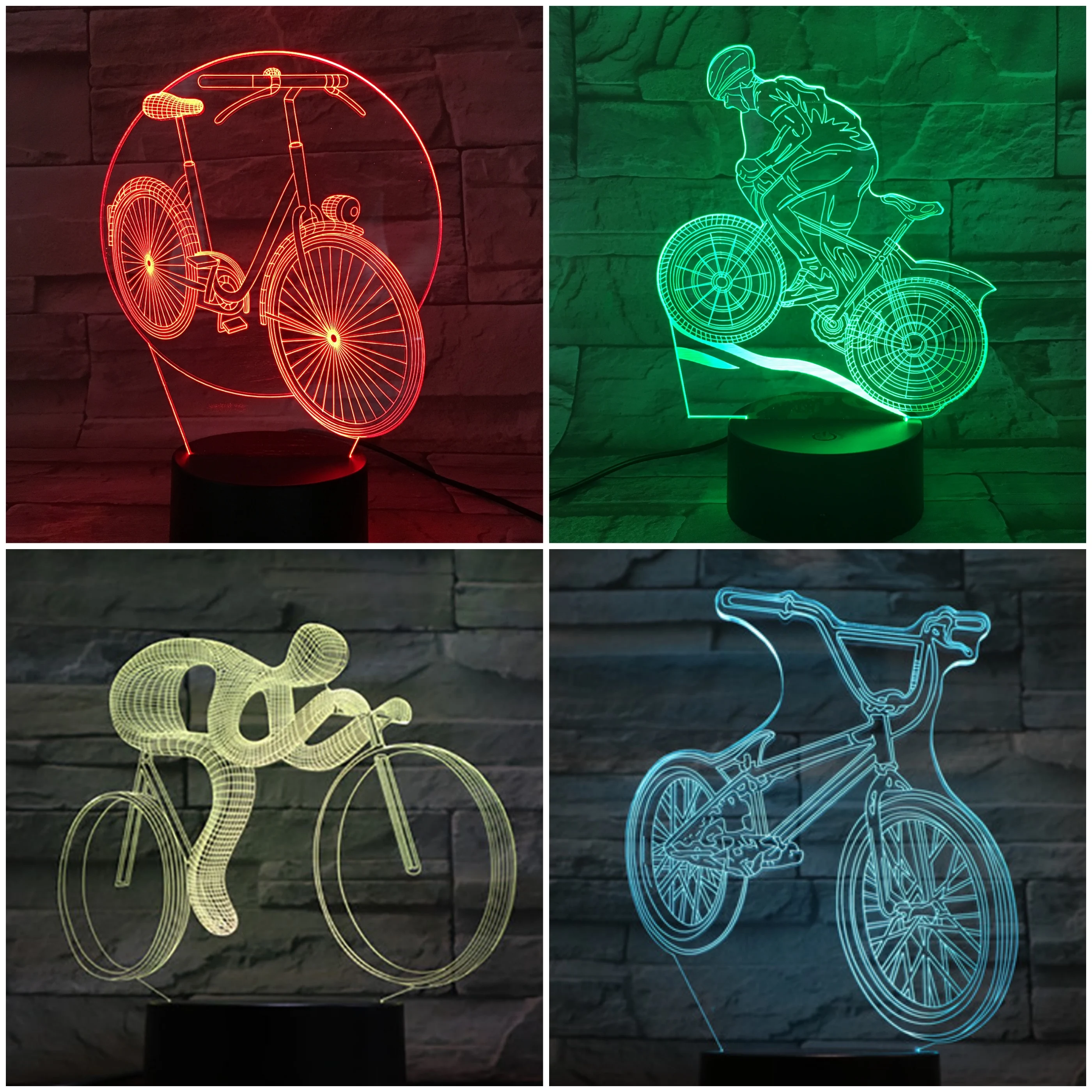 

Bicycle Lamp Bedside 3d Illusion Children Kids Gift Baby Nightlight Usb Touch Sensor 7 Color Changing Bicycle Night Light Led