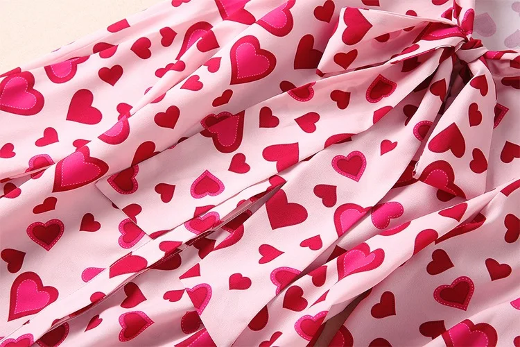 Tingfly Новая модная дизайнерская милая блузка с бантом на шее цвета фуксии с сердечком и принтом в виде сердца Женская Повседневная офисная шифоновая рубашка цветочный топ
