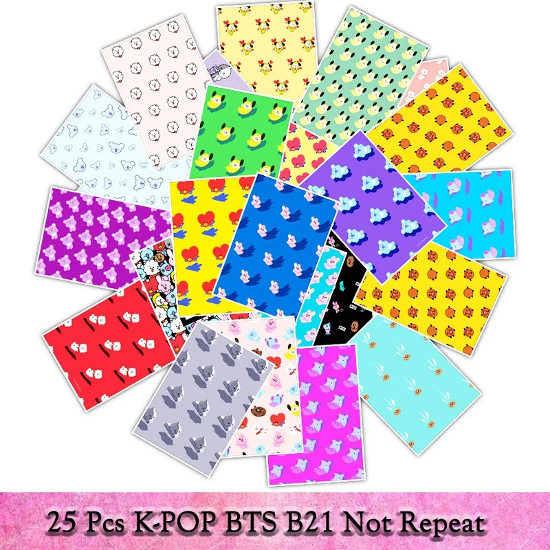 

25pcs/pack Waterproof BTS Cartoon Characters BT21 Graffiti Sticker For Laptop Motorcycle Skateboard Luggage Decal Toy Sticker