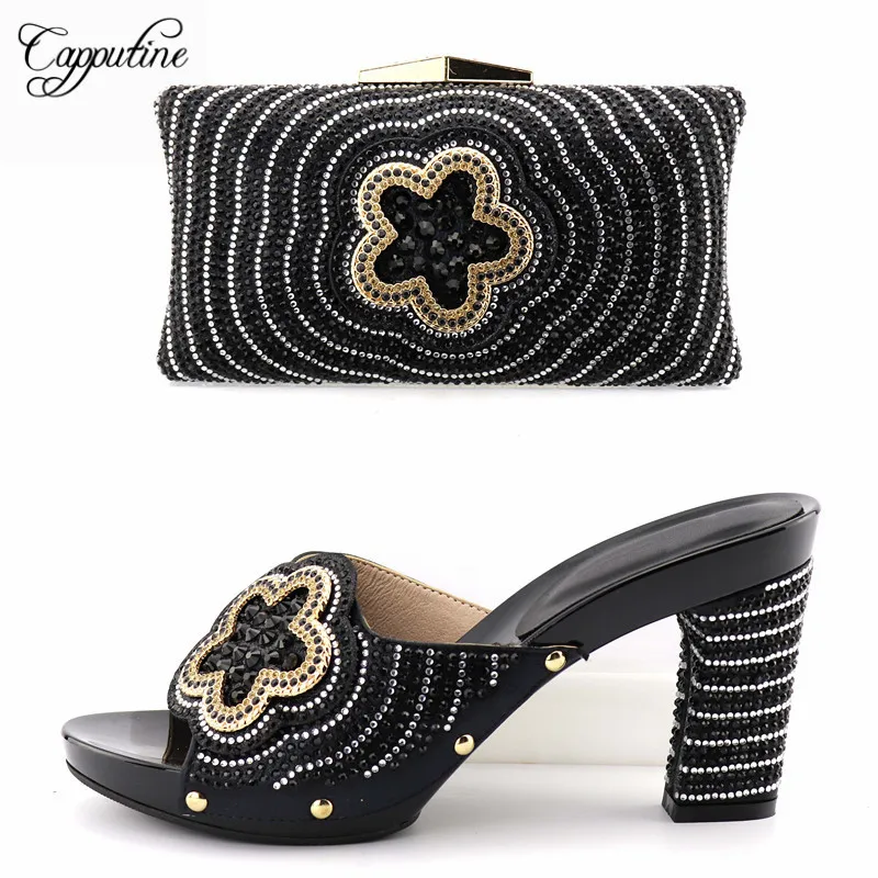 Capputine Fashion Women Pumps Shoes And Bag Set To Match High Quality Italian Shoes With Matching Bags For Party Size 37-43