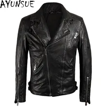 AYUNSUE мужская куртка из натуральной кожи Jaqueta De Couro Motoqueiro, весенние Куртки из натуральной кожи, пальто из овчины, большой размер 5XL WXF50