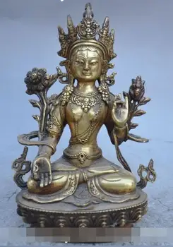 

S01218 9" Tibet buddhism fane Bronze TaRa Kwan-Yin Guan Yin Bodhisattva Buddha Statue