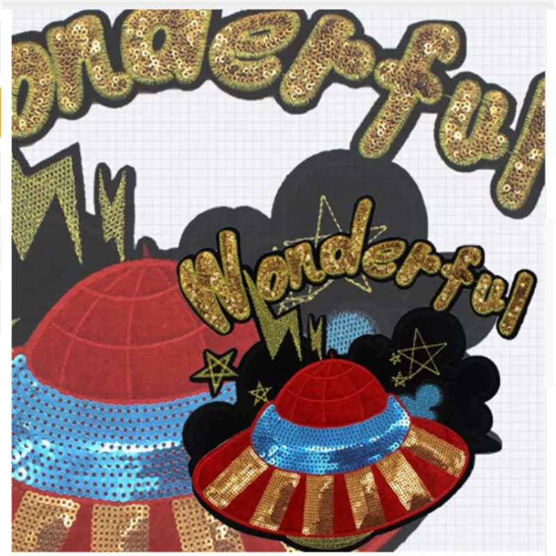 Футболка женская патч с блестками 31 см UFO wonderful deal with it байкерские нашивки для