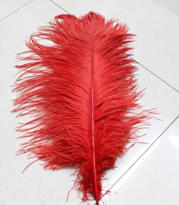 Красные страусиные перья 15-75 см 6-30 дюймов DIY карнавальные вечерние украшения для свадебного платья натуральный красный Плюмаж из страусиного пера