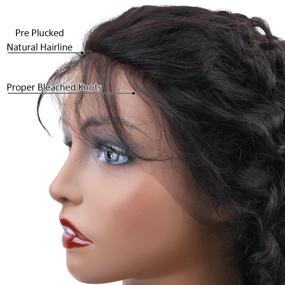 HairUGo Deep Wave 13*4 Lace Front Human Hair Wigs For Women Black Color Peruvian Lace Wig 100% Human Hair Full Lace Front Wigs
