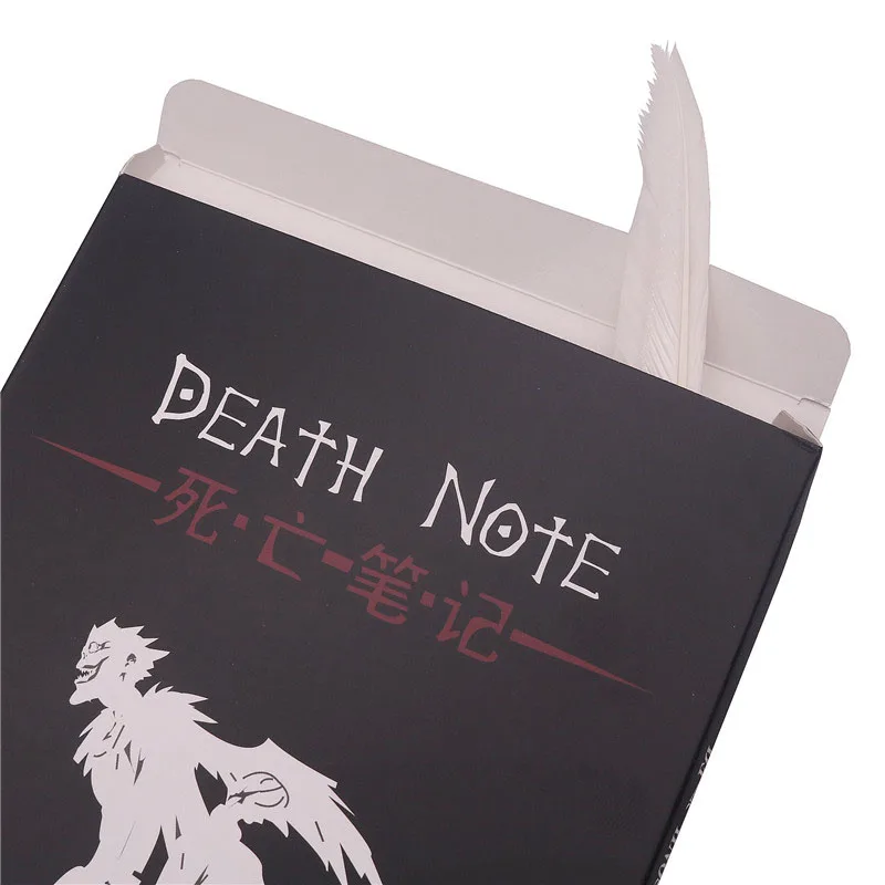 

5 pcs Death Notebook 205 * 145 * 10mm 73 Sheets Retro Black Soft Leather Cover Personalized Diary Gift Feather Ballpoint Pen