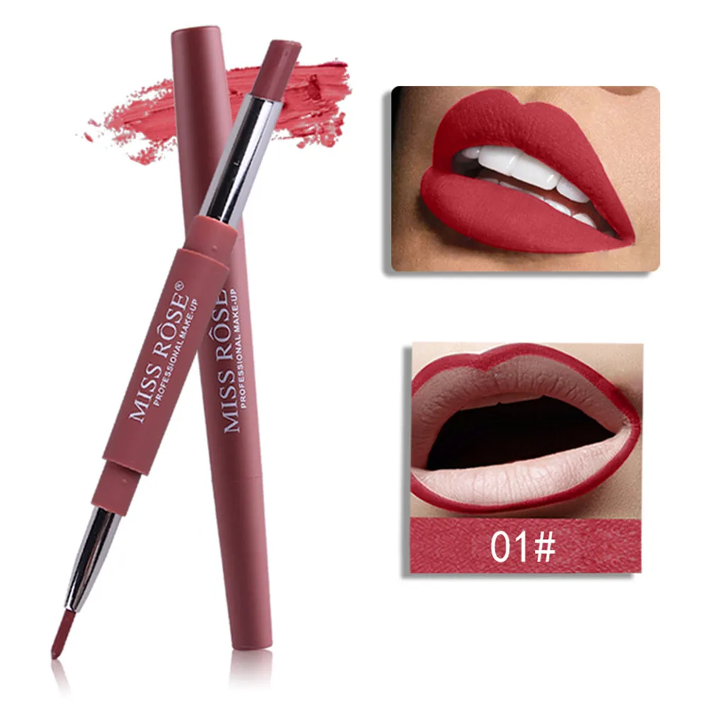 

MISS ROSE Double End Velvet Matte Lipstick Lipliner Pen Set Make Up Waterproof Matt Lip Stick Smooth Lip Liner Contour Cosmetics
