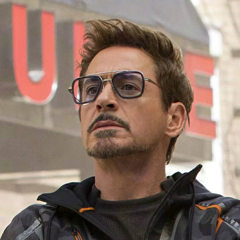 Новая Мода Мстители Tony Stark Flight стиль мужские солнцезащитные очки люксовый бренд прямоугольник винтажный супергерой солнцезащитные очки прозрачные для мужчин