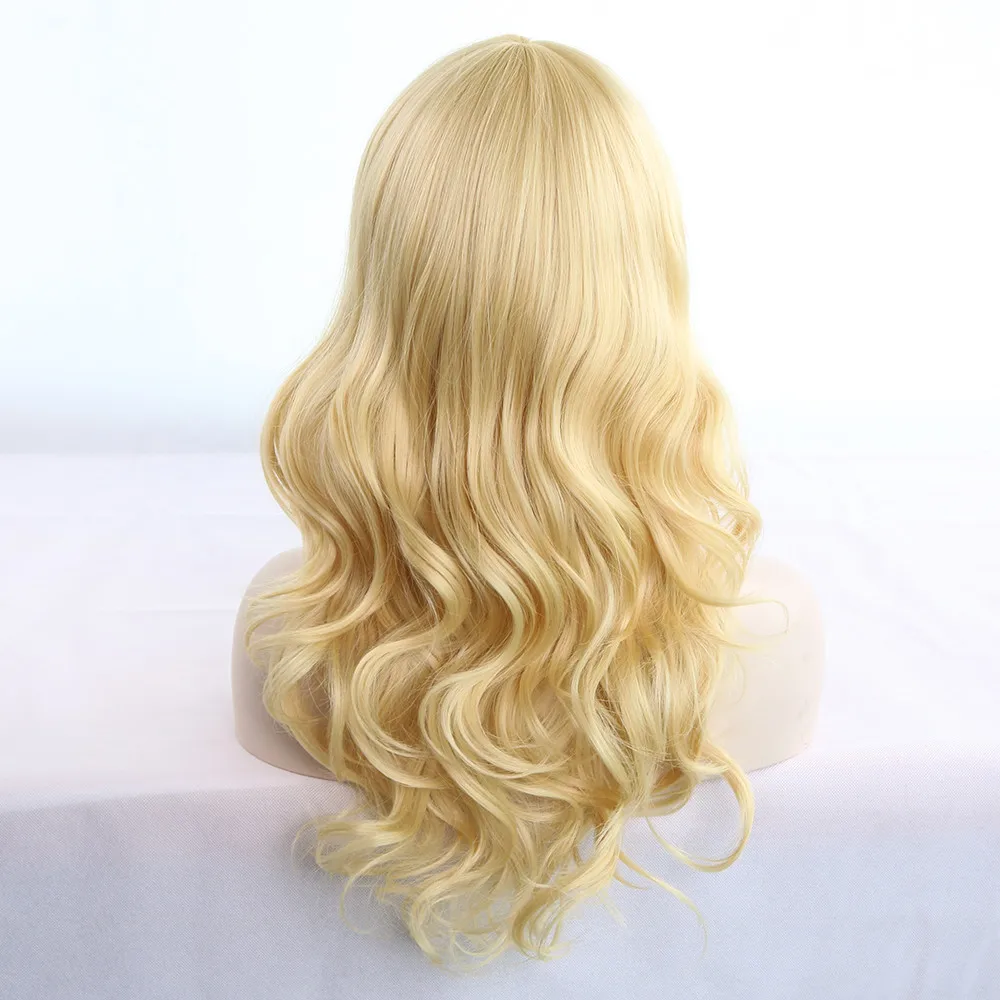 

Factory price 1pc Women Fashion Lady Brown European Style Female Hair Blonde Long Curly 65cm Wigs Stand Stocked Feb11