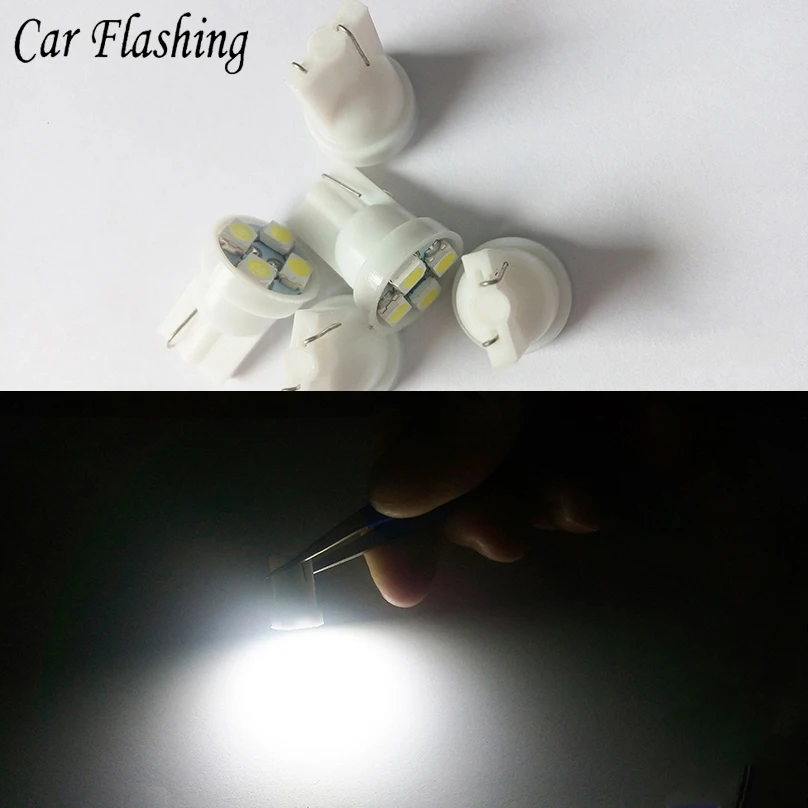 Автомобильные мигающие 100 шт. T10 4SMD светодиодные лампы 1210 3528 клиновидные 12 В W5W 4