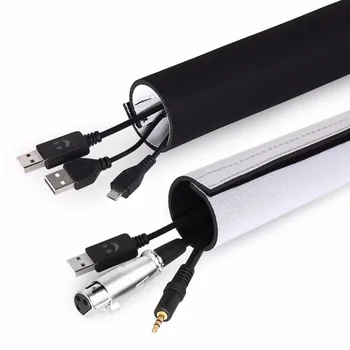

Cable Management Sleeves Cord Organizer for TV, Computer and Electronics Wires, Black and White Reversible