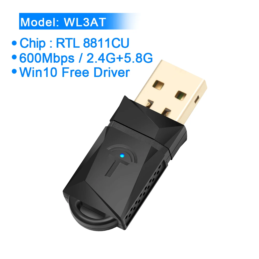 Rocketek 600 Мбит/с двухдиапазонный беспроводной Lan USB WiFi адаптер RTL8188CU Wi-Fi приемник ключ 2,4G 5 ГГц для ПК Windows/MAC OS/Linux - Цвет: WL3AT