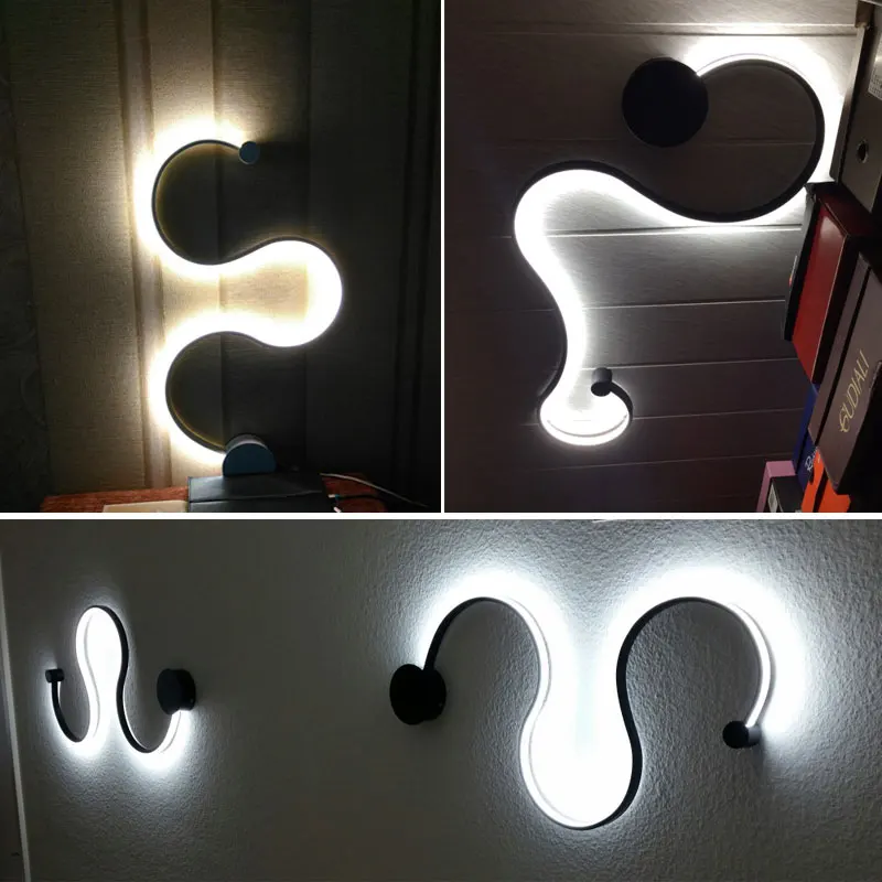 Современный минималистичный креативный настенный светильник, светодиодный прикроватный настенный светильник для спальни, светильник для коридора, настенный светильник-бра для гостиницы, черный и белый корпус