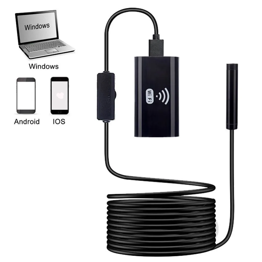 Wi-Fi эндоскоп камера мини-водостойкий 720 P жесткий проверка кабеля камера 8 мм 5 м USB эндоскоп бороскоп IOS эндоскоп для Iphone