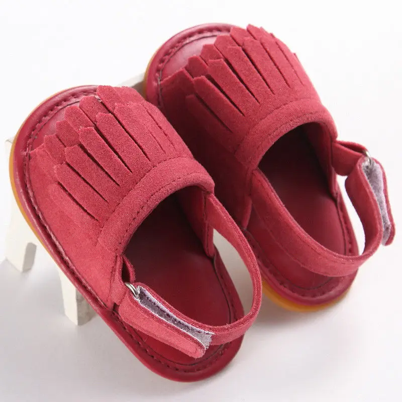Новая брендовая летняя Милая повседневная обувь, сандалии, 9 стилей, одноцветная обувь ярких цветов с кисточками, 0-18 месяцев, детская обувь - Цвет: Watermelon