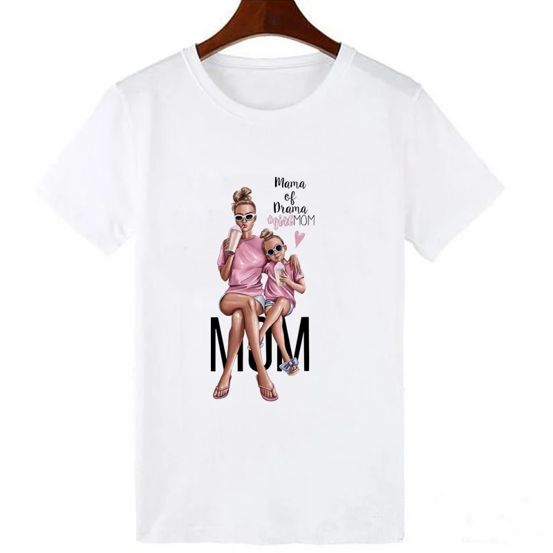 Fashion Mom And Daughter Harajuku White Tshirt Parent-child Clothing Casual Lovely Short Sleeve Women T shirt O-Neck Tees