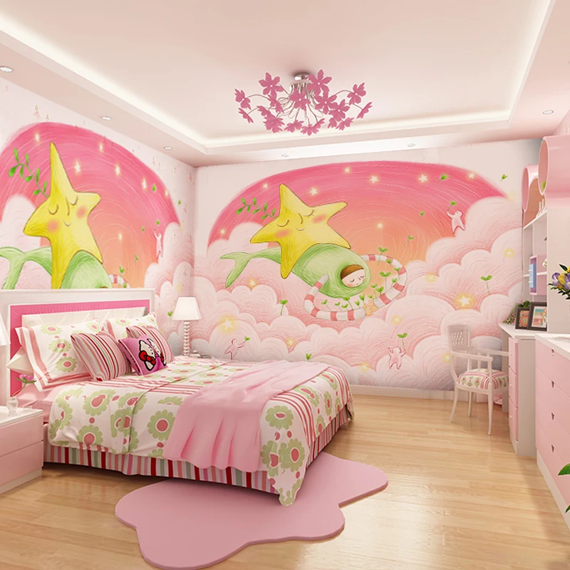 Kundenspezifische Rosa Traum Madchen Hintergrund 3d Wallpaper Wandmalereien Kinderzimmer Schlafzimmer 3d Wallpaper Cartoon Nette Wolken Auf Background 3d 3d Wallpaper Murals3d Wallpaper Aliexpress