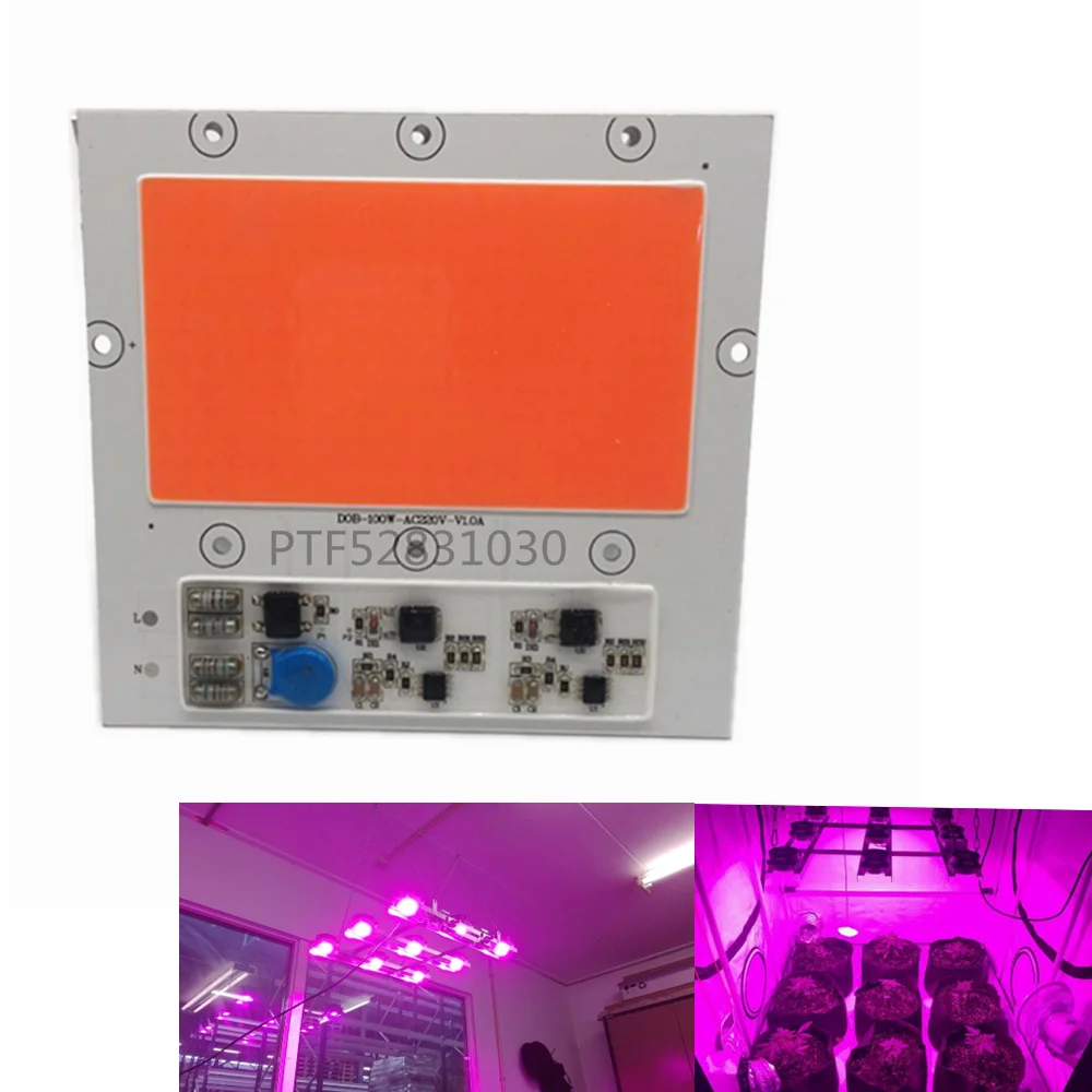 

1PCS COB LED 100W 150w ac220V high power Floodlight Bead DOB Chip full spectrum Pink plant grow lamp light anti Lightning 4KV