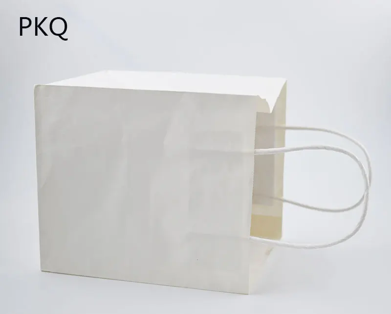 50 шт крафт/белая бумажная Подарочная сумка с ручкой, небольшие квадратные бумажные пакеты для ланча коробки, упаковка для выпечки