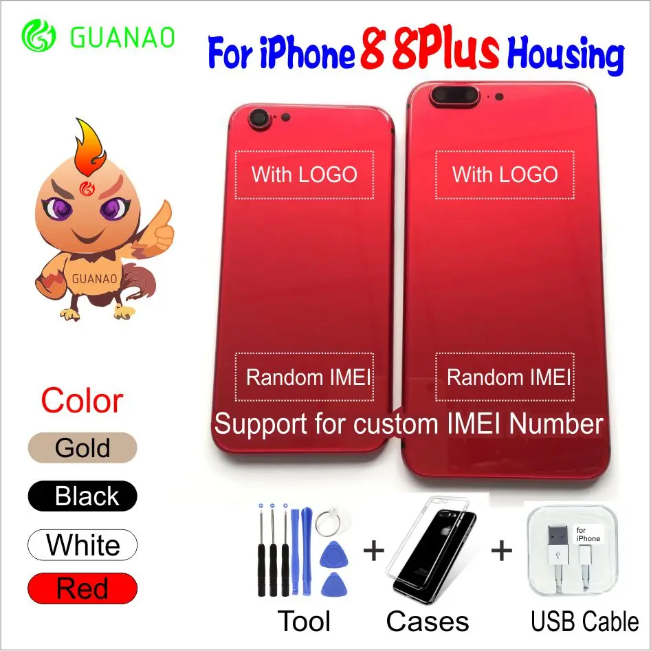 

back cover housing for iphone 8 8Plus metal Case Battery Cover for 7 Housing Middle Chassis case Replacement can customize IMEI