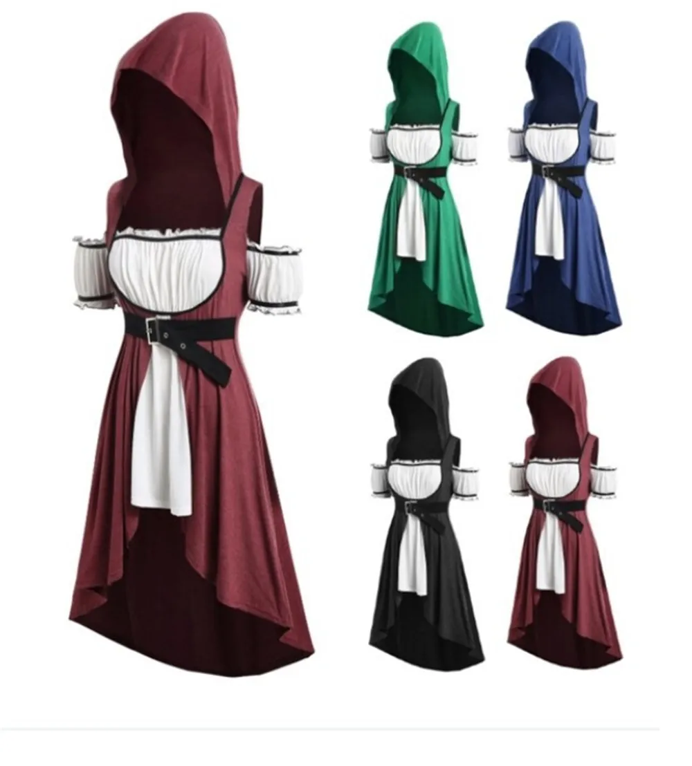 

Short Sleeve mini skirt Medieval Dress Tunic Renaissance Vintage belt Princess Dress Maxi Dress Women Cosplay Costume Hoodies