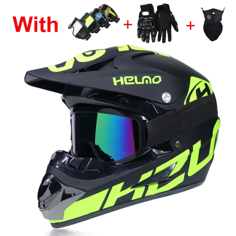 Motorcycle Helmet ATV Road Cycling Motocycle Helmet Adult S/M/L/XL With Mask+Goggles+Glove