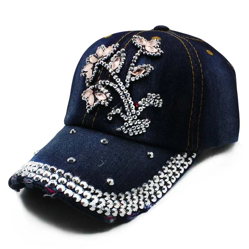 Miaoxi Новая модная регулируемая Женская Ковбойская джинсовая бейсболка с цветочным принтом, джинсовая летняя кепка для женщин и взрослых девочек, кепка s Snapback Bone hats