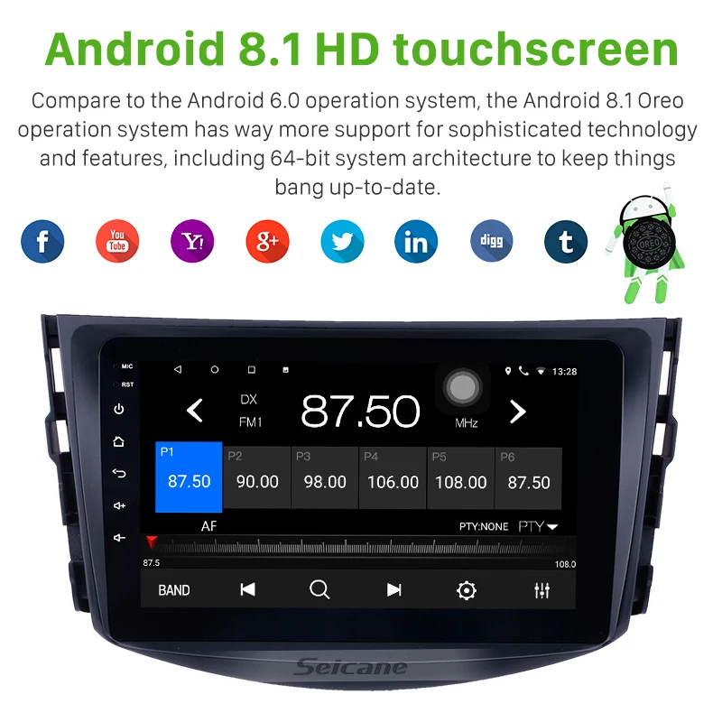 Seicane 8 дюймовый gps для автомобилей мультимедийный плеер 2din Android 8,1 4 ядра авто радио для Toyota RAV4 2007 2008 2009 2010 2011 автомобильный радиоприемник