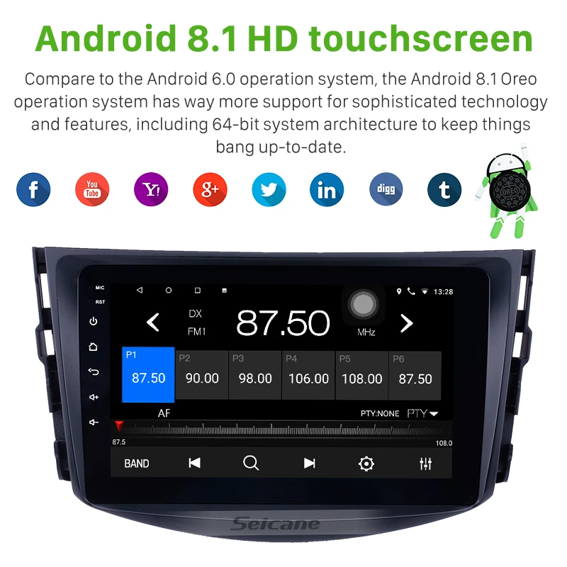 Seicane Автомобильный GPS навигатор 2din Android 8 1 автостерео радио для Toyota RAV4 2007 2008 2009 2010